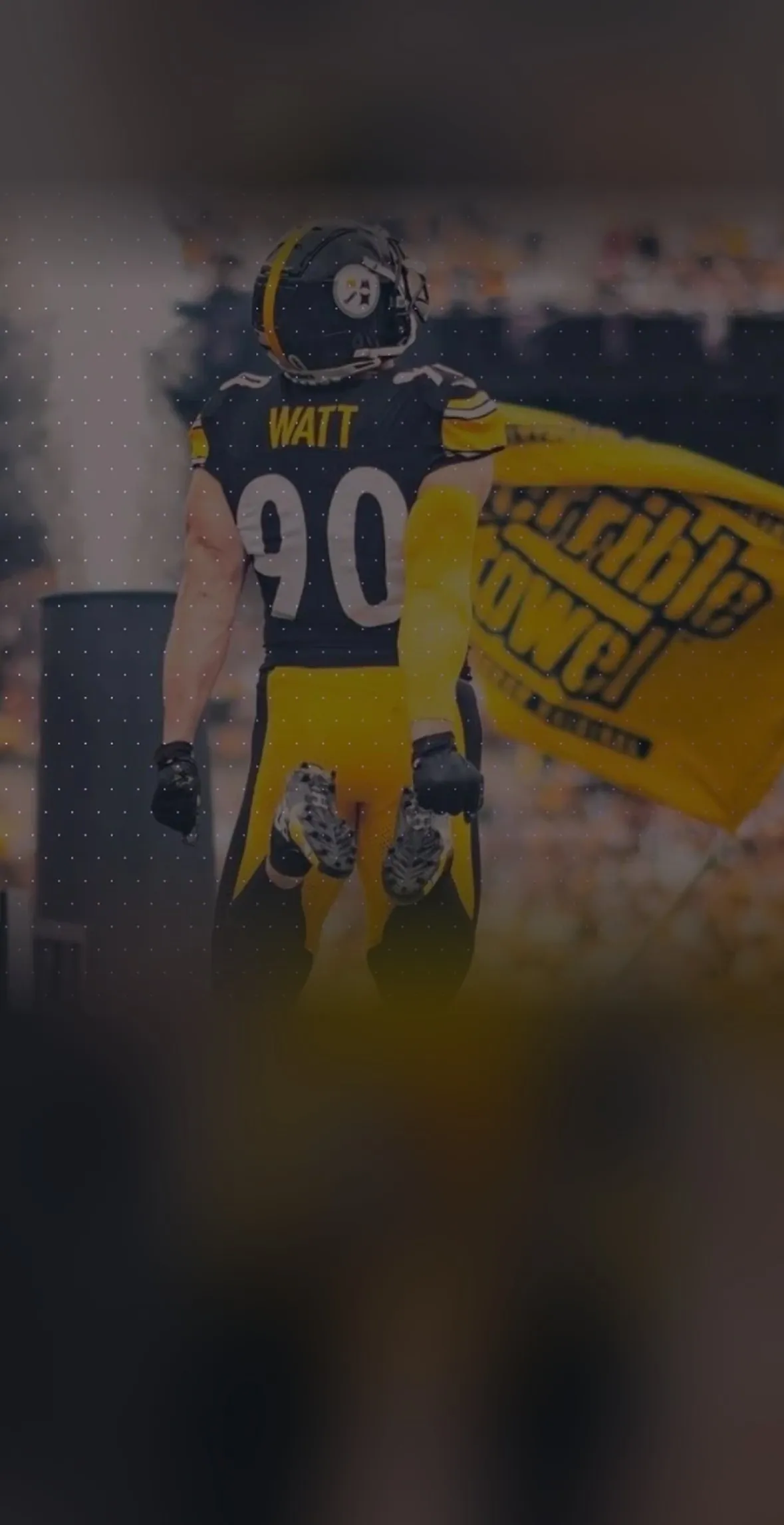Joueur des Pittsburgh Steelers entrant sur le terrain avant un match NFL